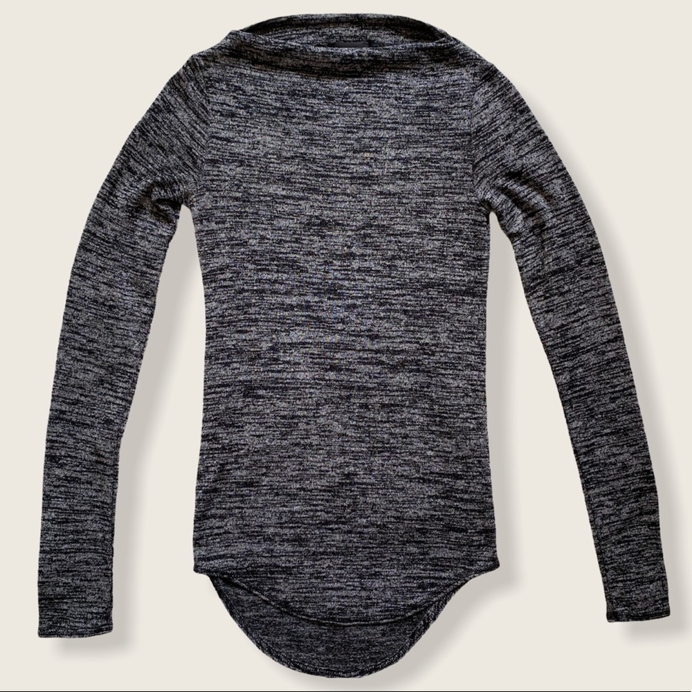 Aritzia l Wilfred Free Black Space Dye Boatneck Knit Top Size XXS